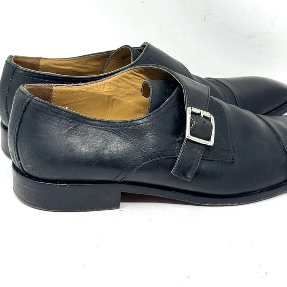 Mercanti Florentini Dress Shoes Monk Strap Black Leather Mens 8.5 Made In Italy